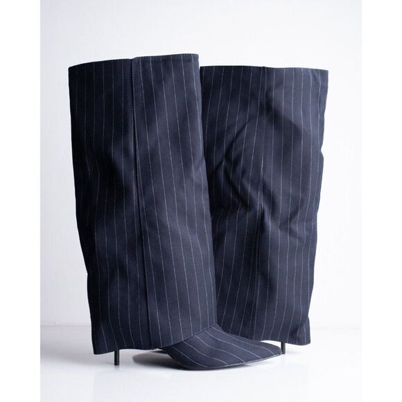 Zara Womens Boots Knee High Fabric Gaiter Navy Blue US 10 EU 41 3085/310 NWT - Picture 3 of 9